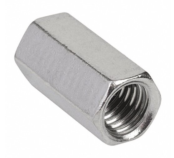 7/8-14X 1 1/4X2 1/2 HEX COUPLING NUT - ECONOMY NF ZINC PLATED